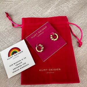 Kurt Geiger Gold Hoop Earrings with white and clear stones